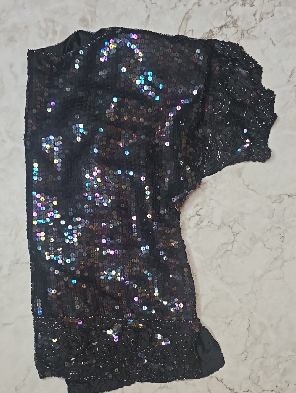 NWT Cee Cee Women's Small Silk and Sequin Blouse, Black